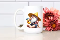 Gnome in Beach Wear Drinking Cocktail Digital Art Clipart Product Image 2