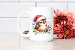 Watercolor Baby Bird Christmas PNG Product Image 2