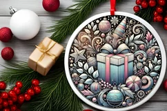 Round Christmas Ornament Sublimation|Clipart Product Image 1