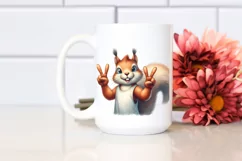 Funny Squirrel Victory Sign Watercolor Clipart Product Image 2
