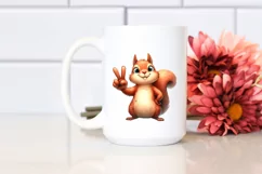 Funny Squirrel Victory Sign Watercolor Clipart Product Image 2