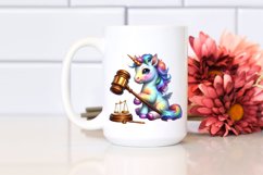 Quirky Baby Unicorn with Gavel PNG Product Image 2
