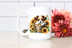 Cute Dog in Sunflower PNG Product Image 2