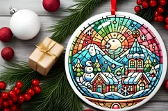 Round Christmas Ornament Sublimation|Clipart Product Image 2