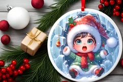 Round Christmas Ornament Sublimation|Clipart Product Image 2
