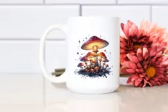 Glossy Magical Mushroom Watercolor Splash PNG Product Image 2
