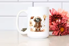 Washed Whimsical Astronaut Girl | Clipart Product Image 2