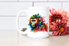 Abstract Vibrant Monkey with Plant Leaves PNG Product Image 2