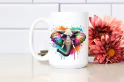 Colorful Artistic Elephant Sunglasses, Clipart Product Image 2
