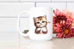 Funny Kitten Love Sign Watercolor Clipart Product Image 2