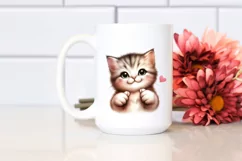 Funny Kitten Love Sign Watercolor Clipart Product Image 2