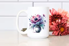 Vibrant Anemone Pot Watercolor Clipart Product Image 2