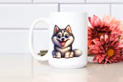 Crazy Looking Siberian Husky Watercolor Clipart Product Image 2