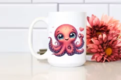 Funny Octopus Love Sign Watercolor Clipart Product Image 2