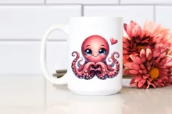 Funny Octopus Love Sign Watercolor Clipart Product Image 2