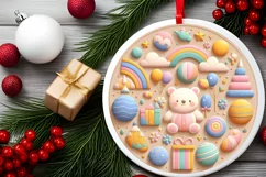 Round Christmas Ornament Sublimation|Clipart Product Image 2
