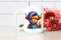 Agressive Highland Cow in Jeans, Transparent PNG Product Image 2