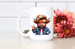 Agressive Highland Cow in Jeans, Transparent PNG Product Image 2