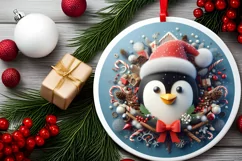 Silent Night Christmas Round Cute Ornament Sublimation Product Image 2