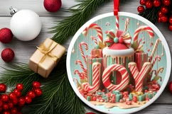 Christmas Round Cute Ornament Sublimation Product Image 1