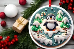 Round Christmas Ornament Sublimation|Clipart Product Image 1