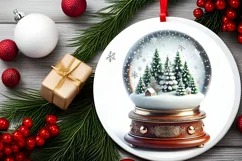Round Christmas Ornament Sublimation|Clipart Product Image 1