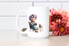 Old Lady Watercolor Character with Hair Curlers | Clipart Product Image 2