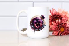 Glossy Watercolor Pansy | Sublimation | Clipart Product Image 2