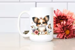 Cute Big Eyes Papillon Watercolor Splash Clipart Product Image 2