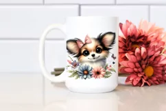 Cute Big Eyes Papillon Watercolor Splash Clipart Product Image 2