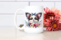Cute Big Eyes Papillon Watercolor Splash Clipart Product Image 2