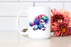 Colorful Baby Unicorn Running PNG Product Image 2