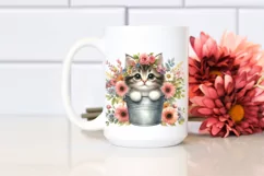 Cute Baby Cat with Flowers PNG Product Image 2