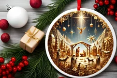 Round Christmas Ornament Sublimation|Clipart Product Image 2
