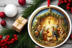 Round Christmas Ornament Sublimation|Clipart Product Image 2