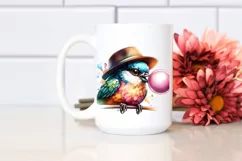 Colorful Artistic Bird Hat, Clipart Product Image 2