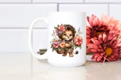 Cute Baby Lion with Flower Basket | Sublimation | Clipart Product Image 2