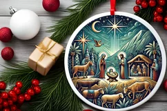 Round Christmas Ornament Sublimation|Clipart Product Image 1