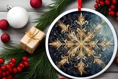 Snow Flake Christmas Round Cute Ornament Sublimation Product Image 1