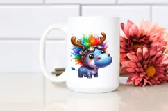 Enthusiastic Hippo with Crazy Haircut, PNG Product Image 2