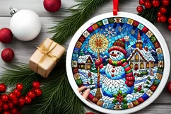 Round Christmas Ornament Sublimation|Clipart Product Image 1