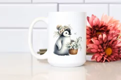 Cute Baby Penguin with Flower Basket | Sublimation | Clipart Product Image 2