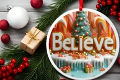 Christmas Round Ornament Sublimation Product Image 1