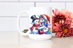 Baby Unicorn with Snowman PNG Product Image 2