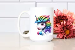 Colorful Baby Unicorn Cyclist PNG Product Image 2