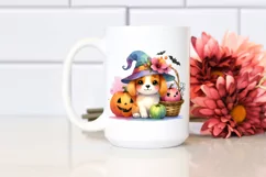 colorful halloween scenery dog Clipart Product Image 2