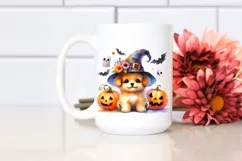 colorful halloween scenery dog Clipart Product Image 2