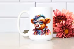 Cute Baby Highland Cow Playing PNG Product Image 2
