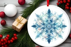 Snow Flake Christmas Round Cute Ornament Sublimation Product Image 2