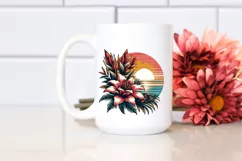 Vintage Tropical Flower Sunset Sublimation Clipart Product Image 2